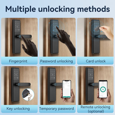 Qleung S851 Smart Home Door Lock Tuya Wifi Smart Remote Control Fingerprint Password Card Key for Hotels Apartments Offices