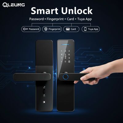 Qleung Classic Black S811 Smart Door Lock с сертификацией CE ROHS на 8 языках и полупроводниковым отпечатком пальца